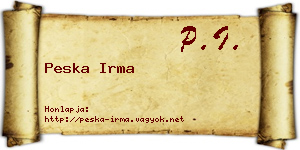 Peska Irma névjegykártya